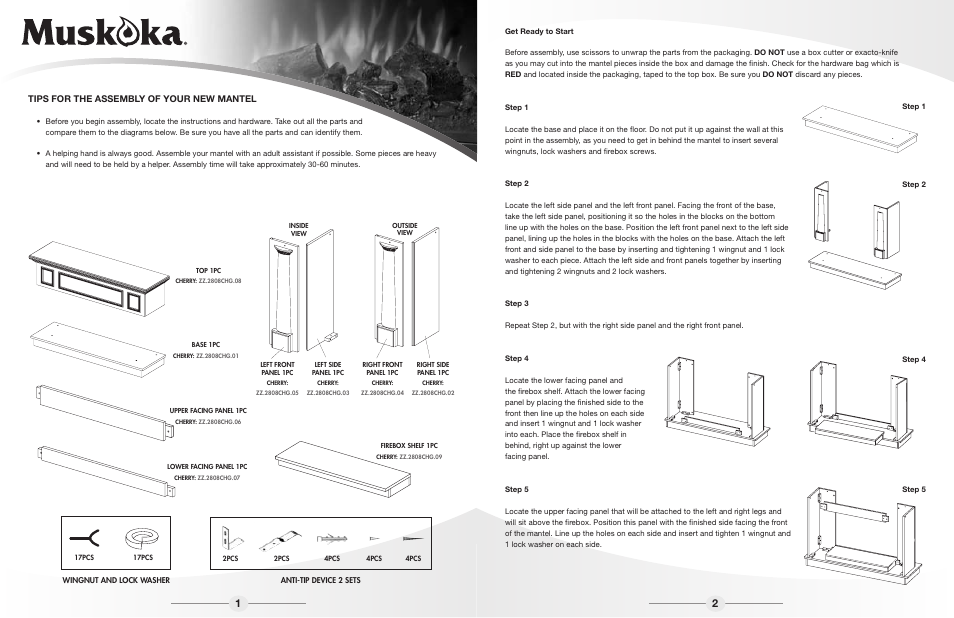 Tips for the assembly of your new mantel | Greenway Home Products Electric Fireplace Mantel MEF2808CHG User Manual | Page 2 / 3