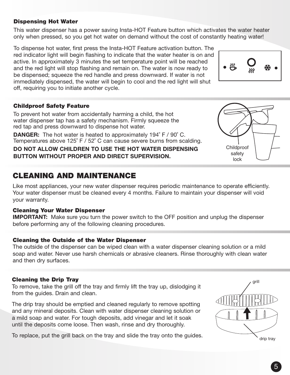 Cleaning and maintenance | Greenway Home Products VWD5276BLK User Manual | Page 6 / 9