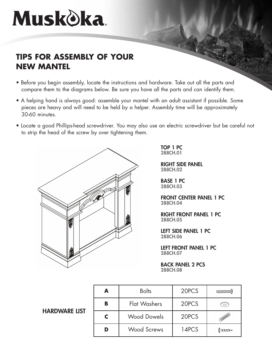 Tips for assembly of your new mantel | Greenway Home Products MM288CH User Manual | Page 2 / 5