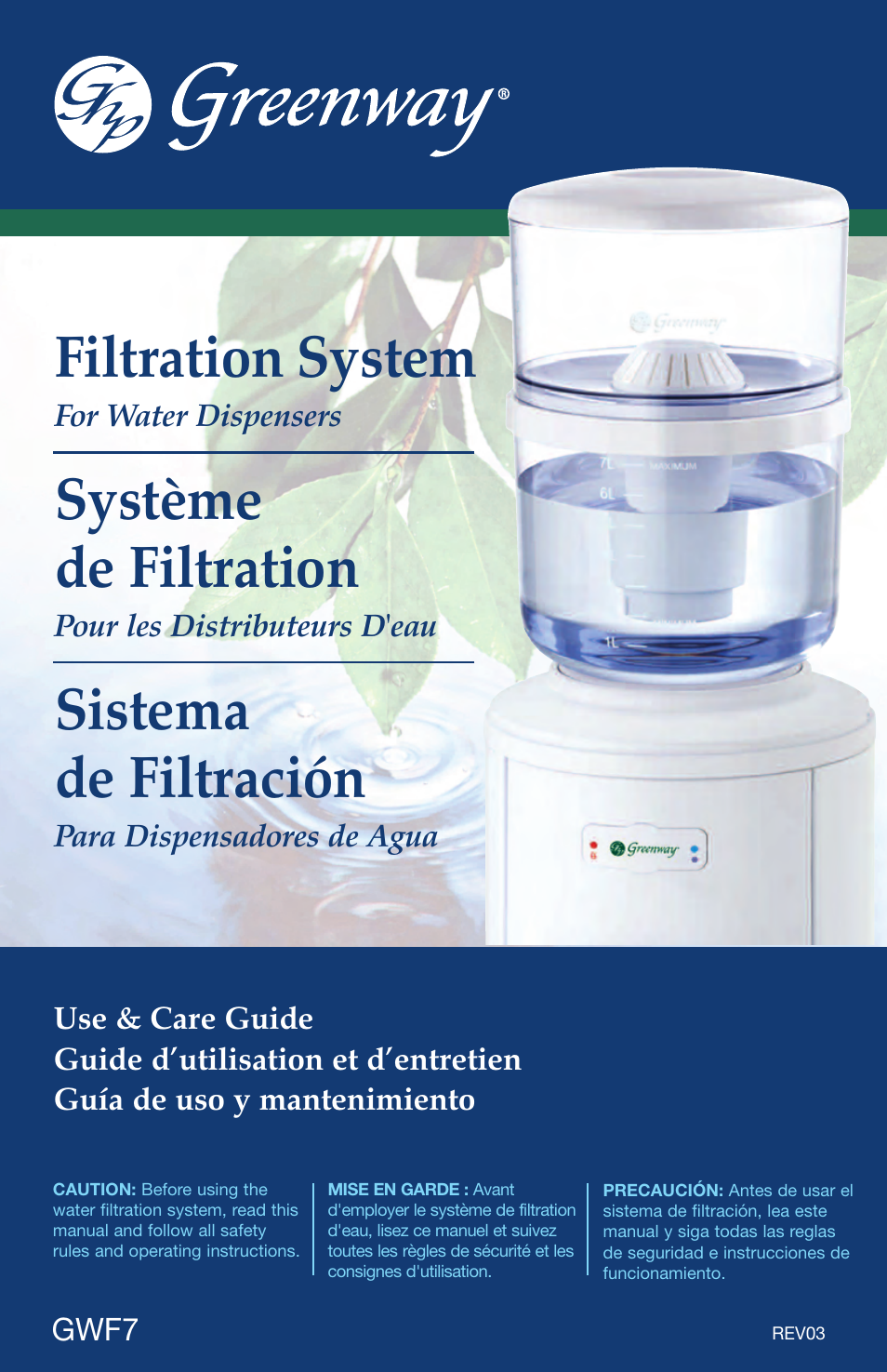 Greenway Home Products GWF7 User Manual | 8 pages
