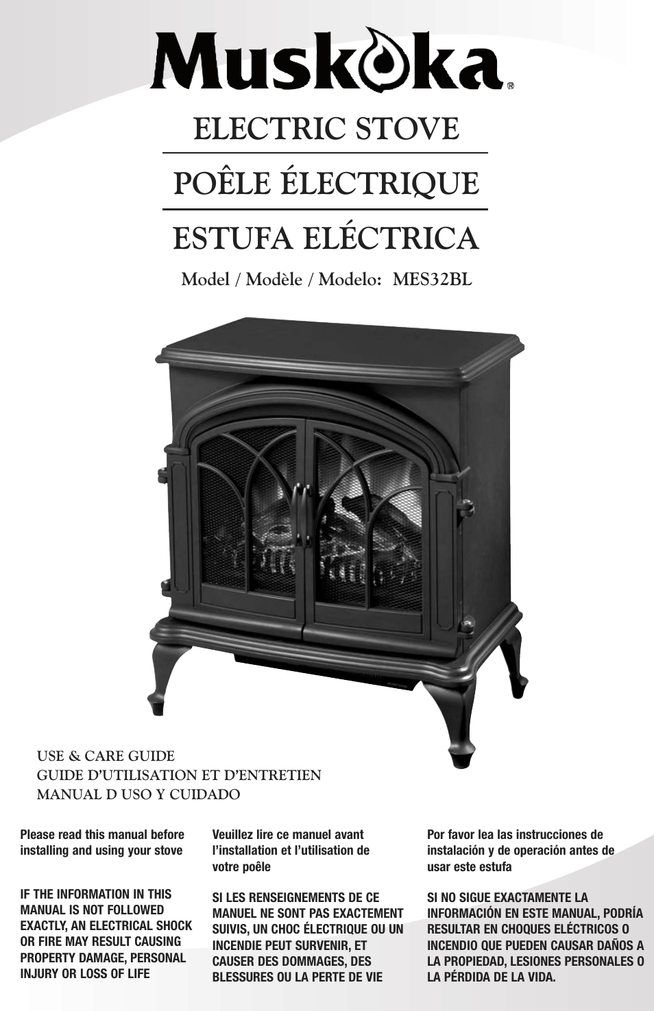 Greenway Home Products Muskoka Electric Stove MES32BL User Manual | 6 pages