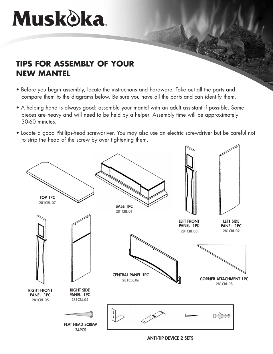 Tips for assembly of your new mantel | Greenway Home Products MM281CBL User Manual | Page 2 / 7