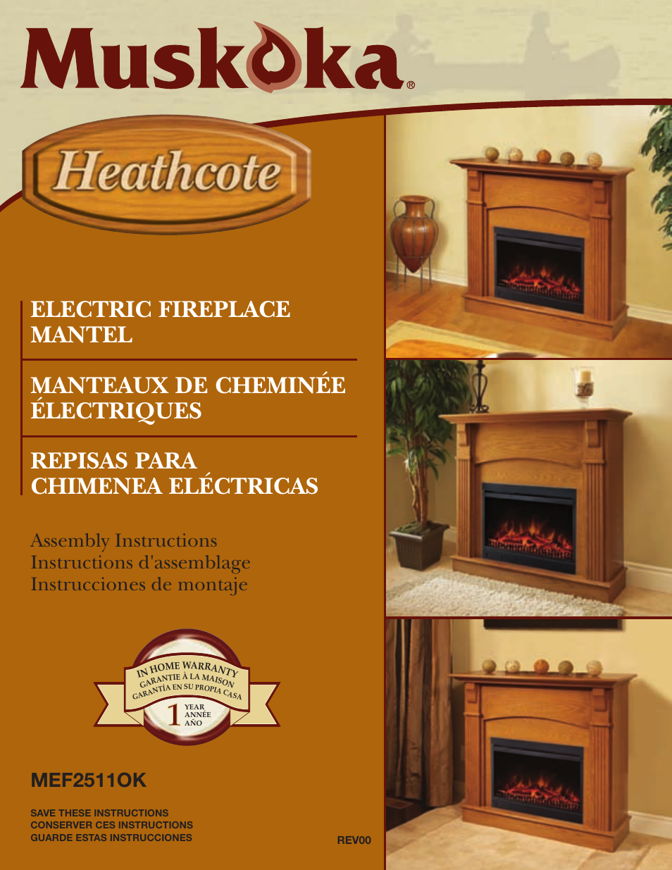 Greenway Home Products Electric Fireplace Mantel MEF2511OK User Manual | 5 pages