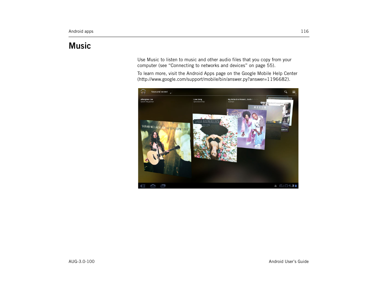 Music, Music 116 | Google ANDROID AUG-3.0-100 User Manual | Page 116 / 140