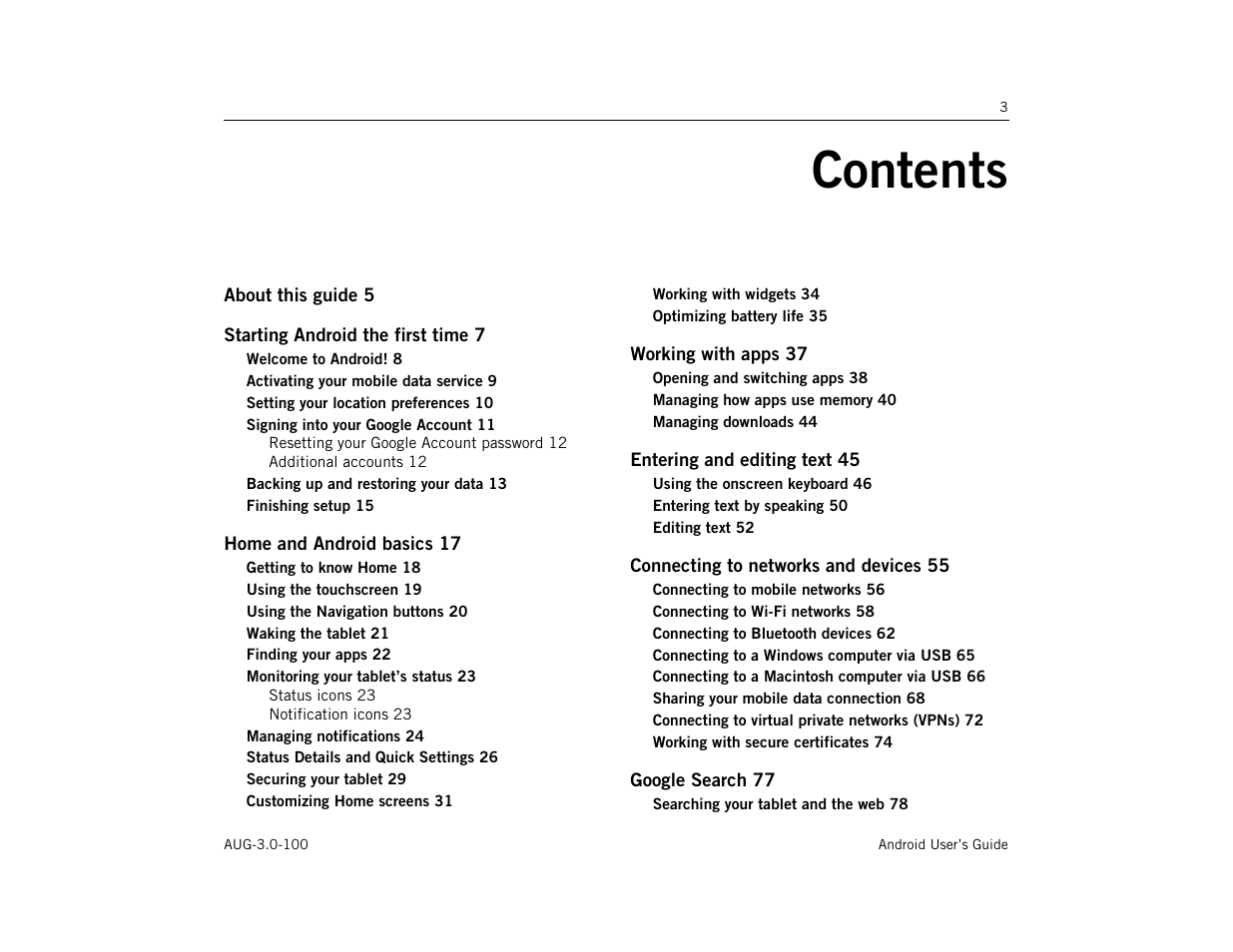 Google ANDROID AUG-3.0-100 User Manual | Page 3 / 140