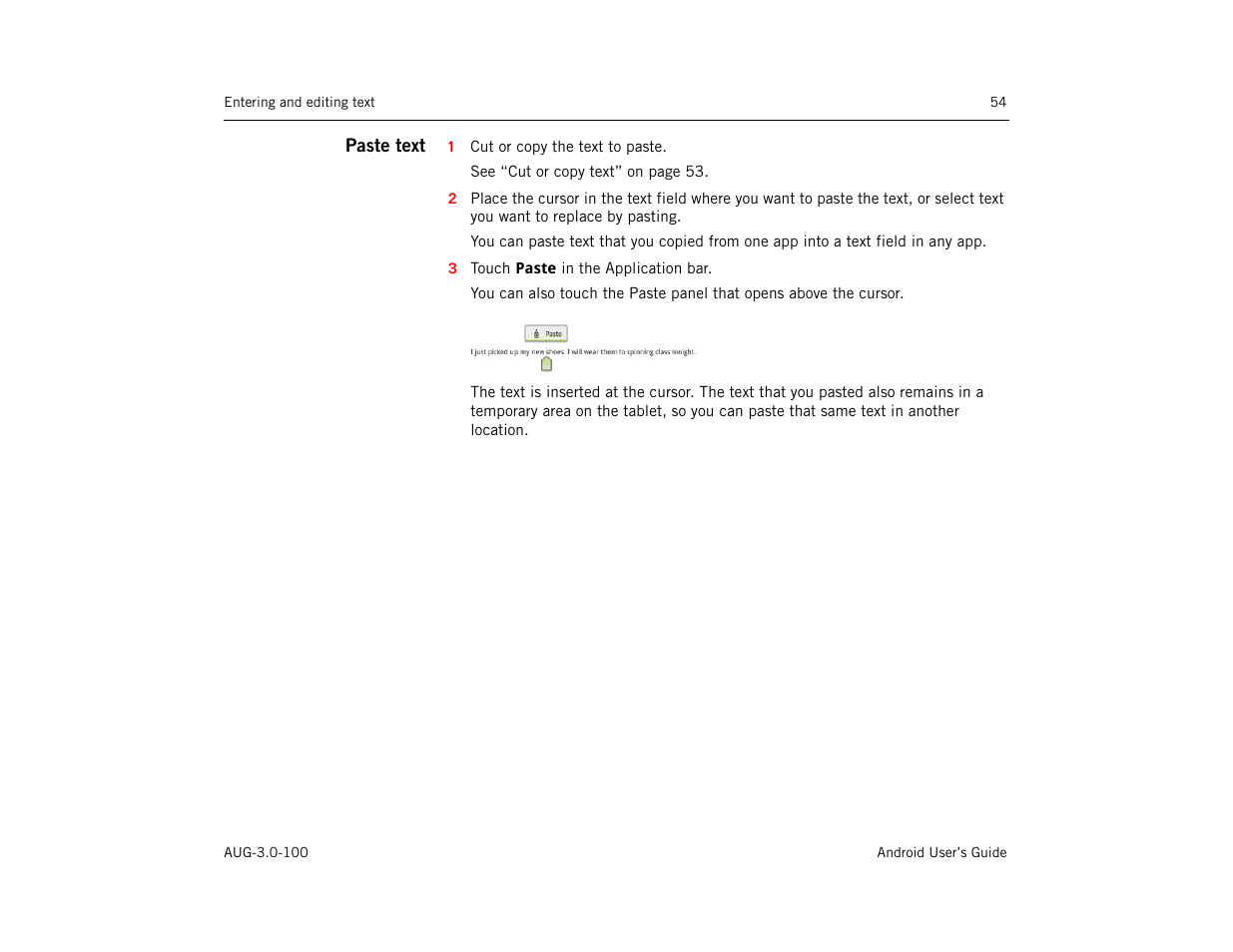 Paste text | Google ANDROID AUG-3.0-100 User Manual | Page 54 / 140