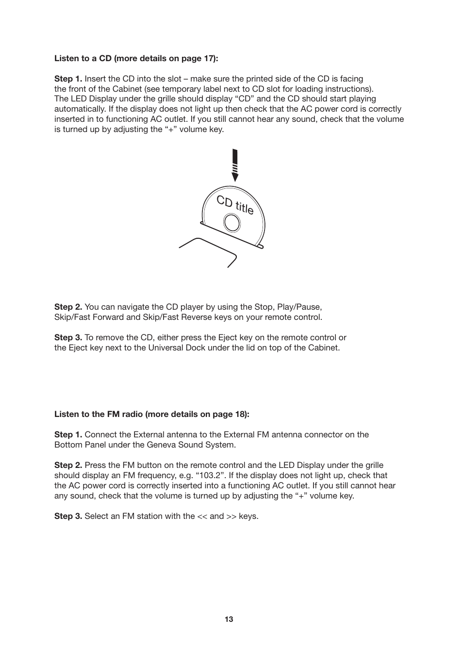 Cd title | Geneva Lab SOUNDS SYSTEM L User Manual | Page 13 / 22