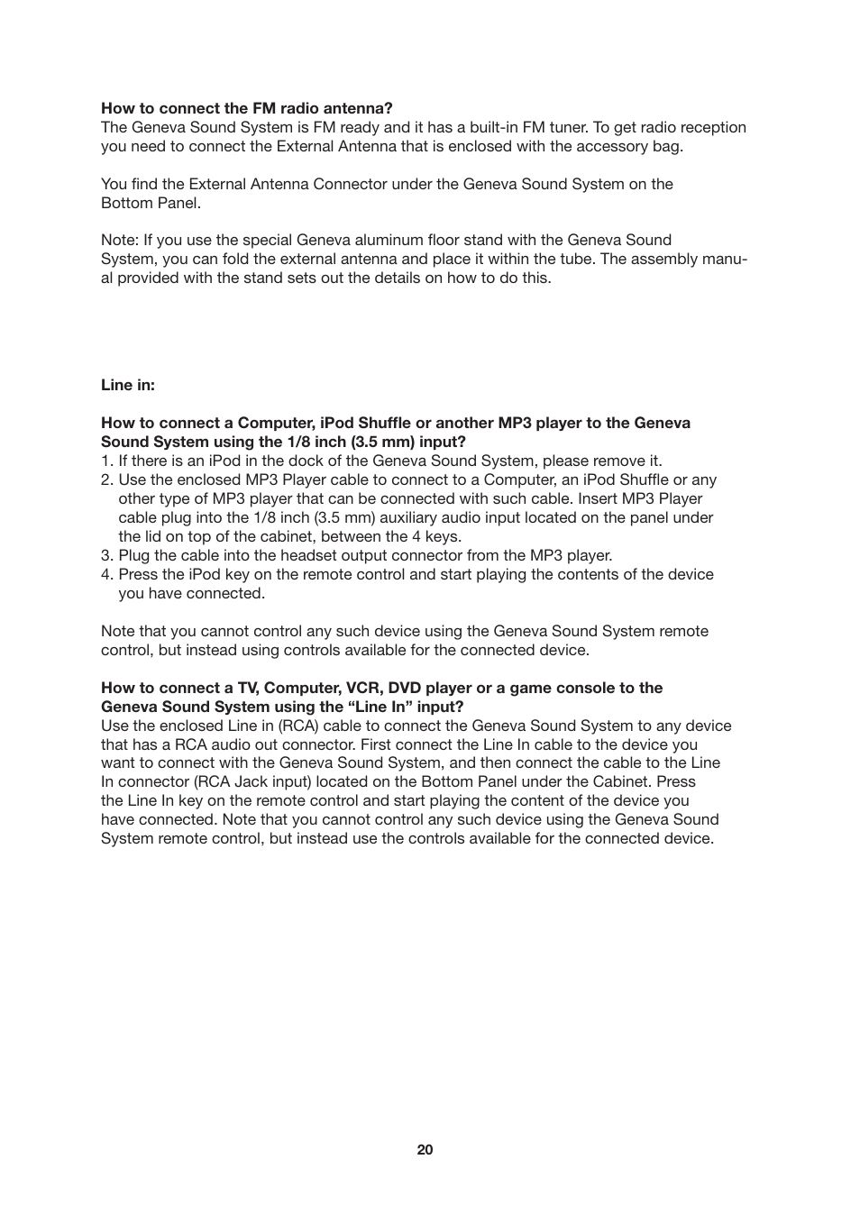 Geneva Lab SOUNDS SYSTEM L User Manual | Page 20 / 22
