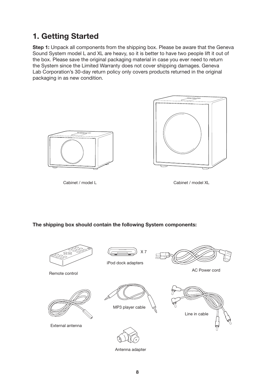 Getting started | Geneva Lab SOUNDS SYSTEM L User Manual | Page 8 / 22