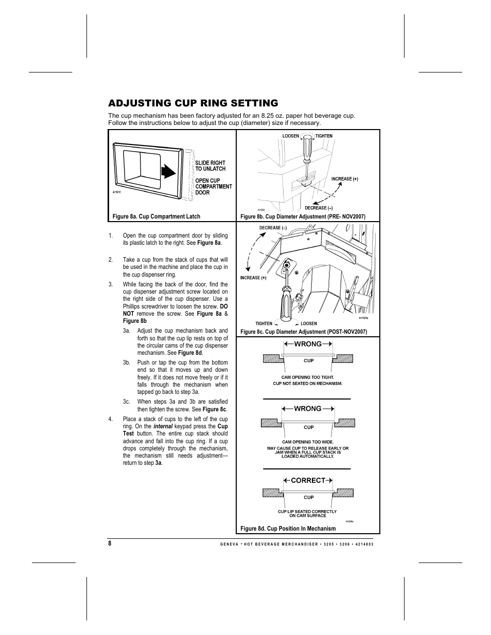 Adjusting cup ring setting | Geneva Lab FRESH BREW 3206 User Manual | Page 10 / 30