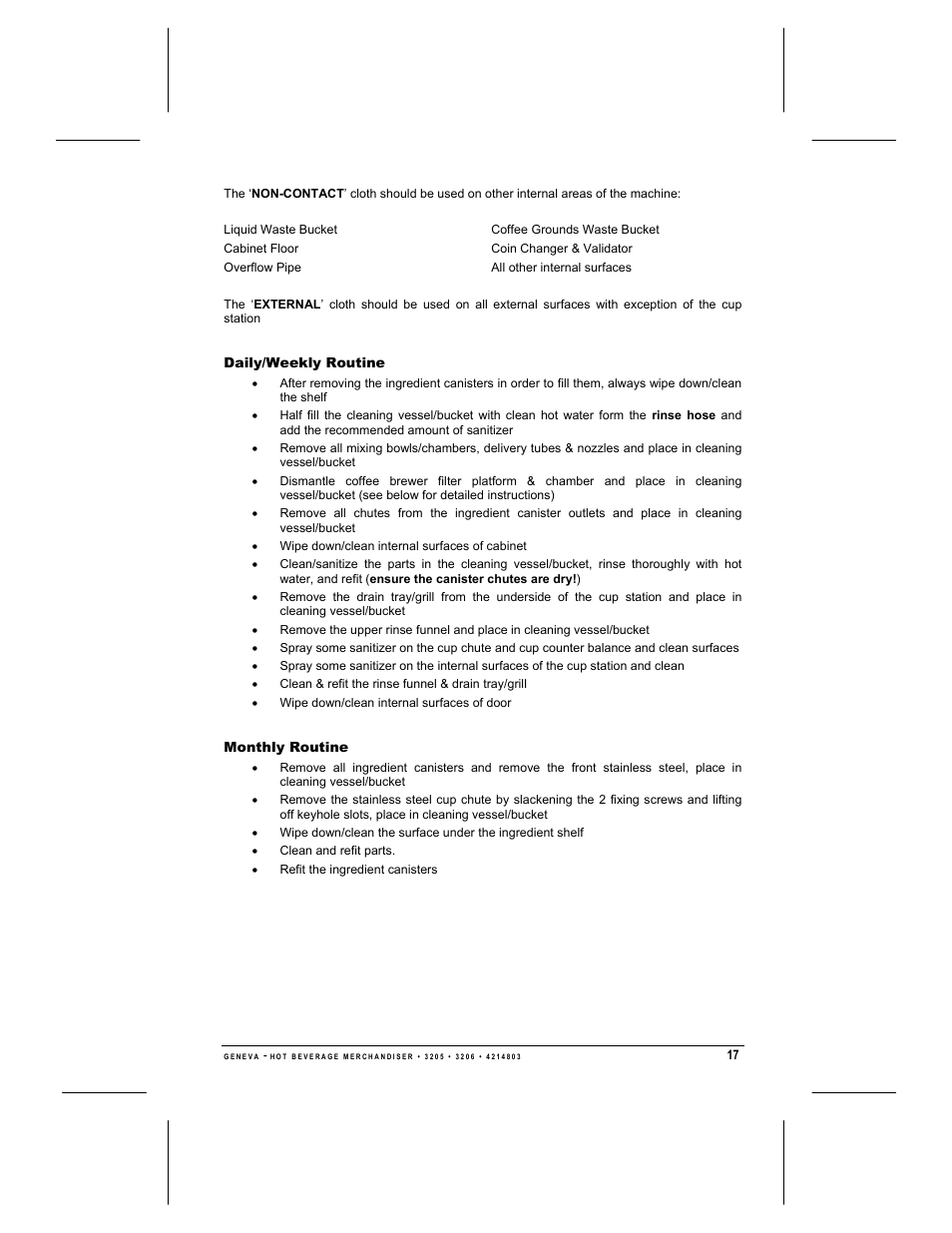 Daily/weekly routine, Monthly routine | Geneva Lab FRESH BREW 3206 User Manual | Page 19 / 30