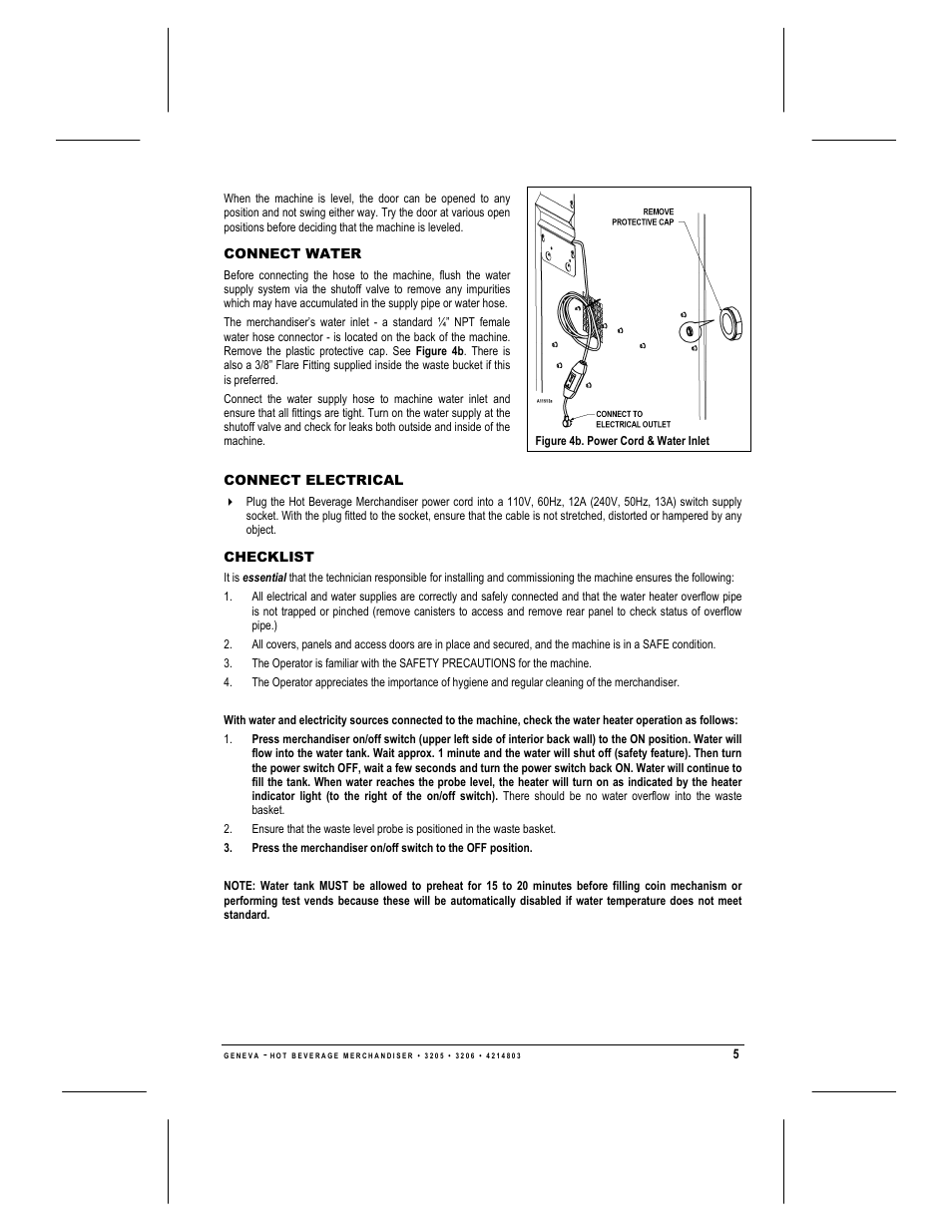 Connect water, Connect electrical, Checklist | Geneva Lab FRESH BREW 3206 User Manual | Page 7 / 30