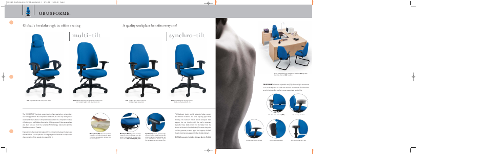 Synchro -tilt, Multi -tilt, Forme | Obus, A quality workplace benefits everyone, Global’s breakthrough in office seating | Global Upholstery Co. OBUSFORME 4432 User Manual | Page 3 / 5