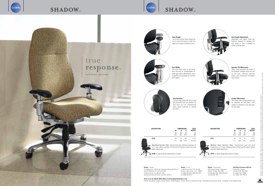 Global Upholstery Co. Shadow 2711 User Manual | 3 pages