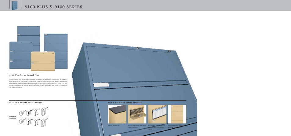9100 plus, 9100 series, 9100 plus series lateral files | Global Upholstery Co. Filing & Storage User Manual | Page 3 / 13