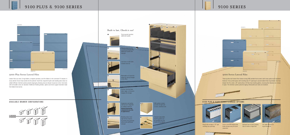 9100 plus, 9100 series, 9100 series lateral files | Built to last, check it out, 9100 plus series lateral files | Global Upholstery Co. Filing & Storage User Manual | Page 4 / 13