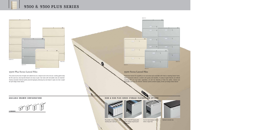 9300 plus series, 9300 plus series lateral files, 9300 series lateral files | Global Upholstery Co. Filing & Storage User Manual | Page 6 / 13