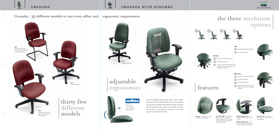 Adjustable ergonomics, Granada, Granada with schukra | Global Upholstery Co. Granada 3108-4 User Manual | Page 3 / 4