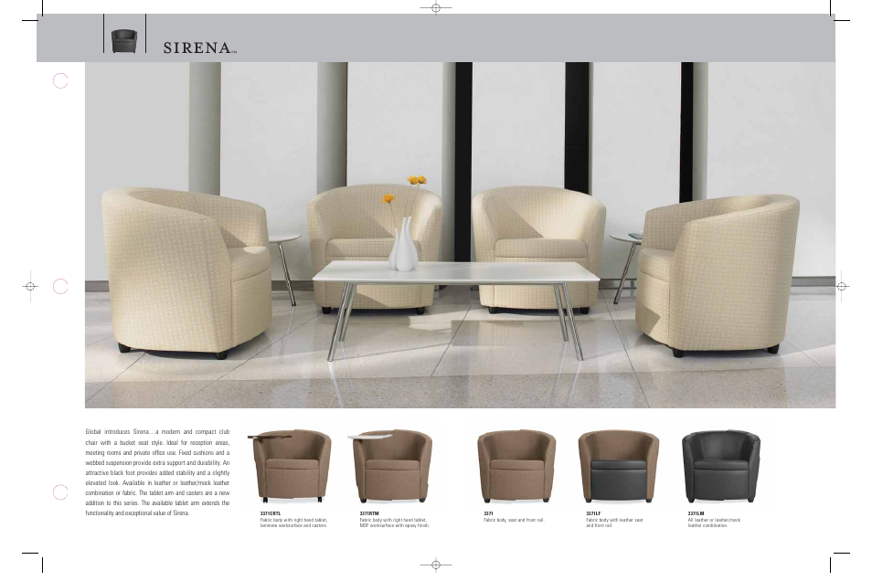 Sirena | Global Upholstery Co. Sirena 3371LM User Manual | Page 2 / 3