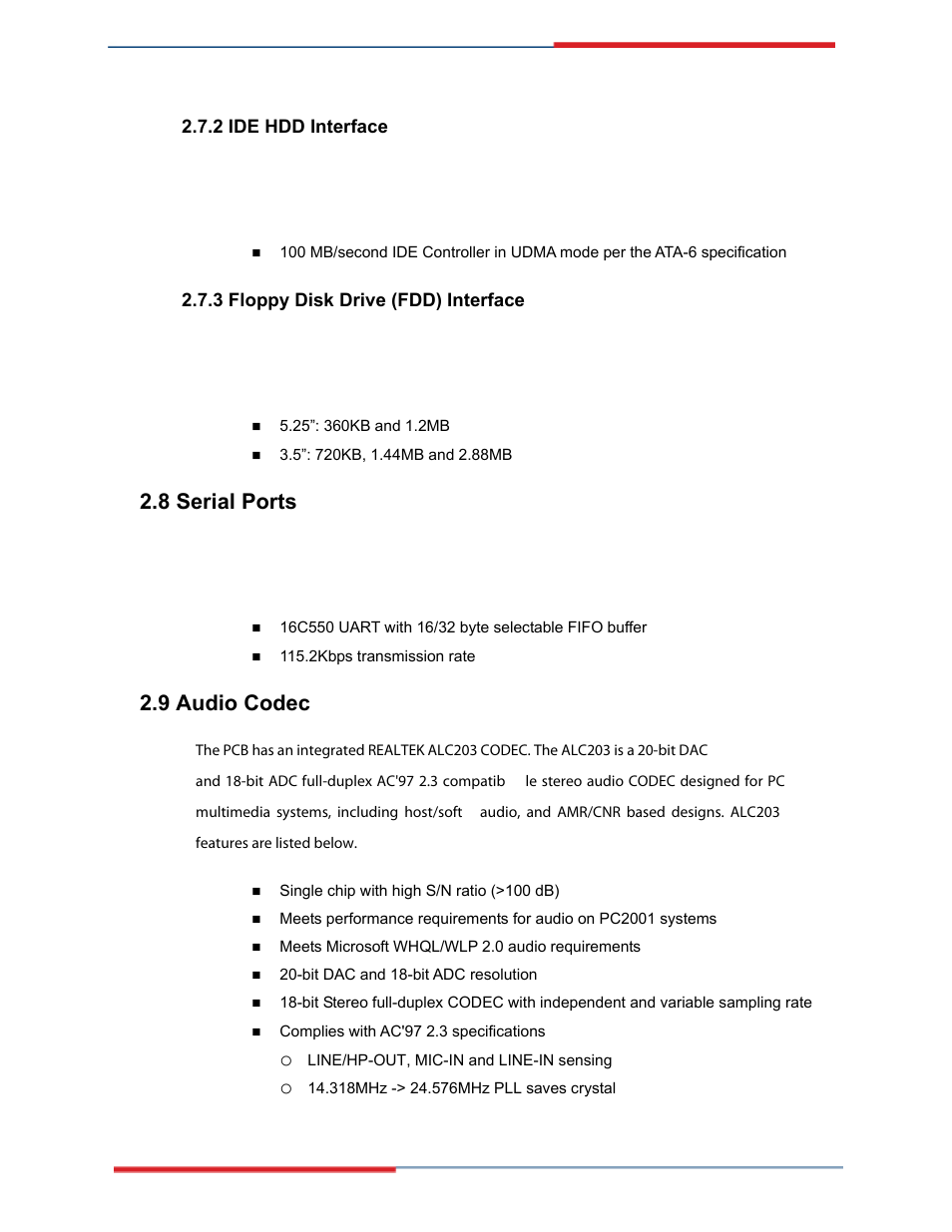Ide hdd interface, Floppy disk drive (fdd) interface, Serial ports | Audio codec, 8 serial ports, 9 audio codec | Global Upholstery Co. 2801330 User Manual | Page 19 / 76