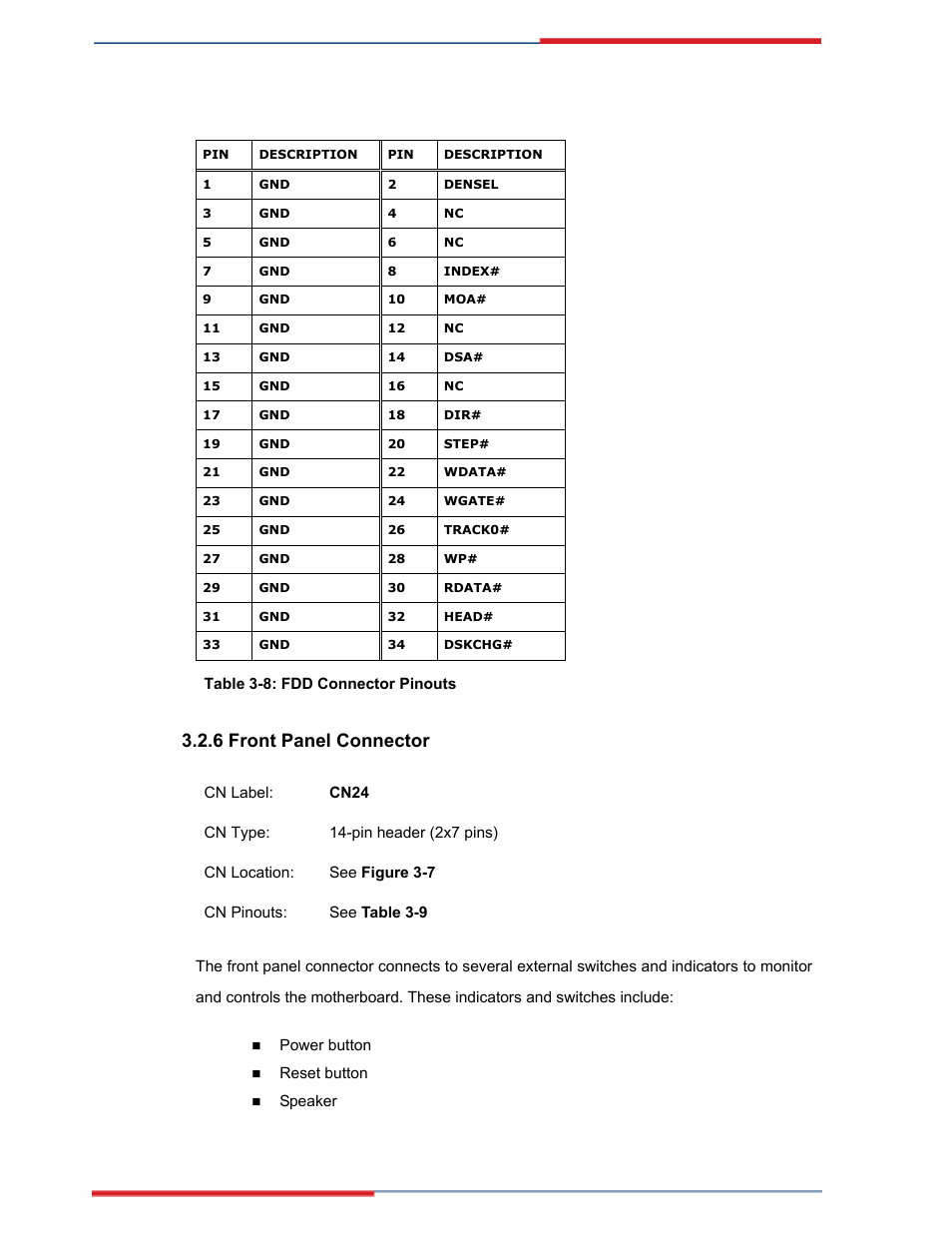 Front panel connector, Page 47 kino-lx motherboard, 6 front panel connector | Global Upholstery Co. 2801330 User Manual | Page 34 / 76