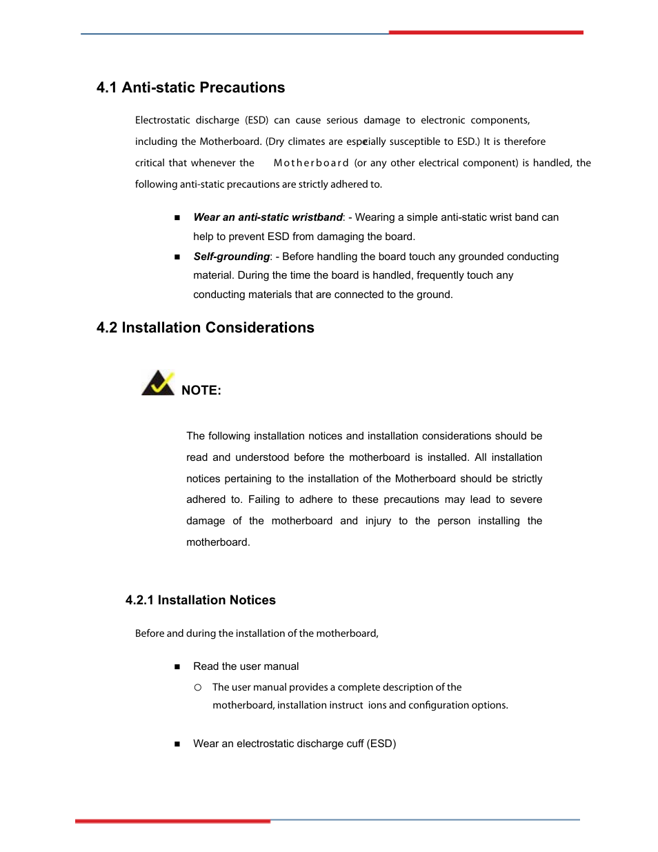 Anti-static precautions, Installation considerations, Installation notices | 1 anti-static precautions, 2 installation considerations | Global Upholstery Co. 2801330 User Manual | Page 61 / 76