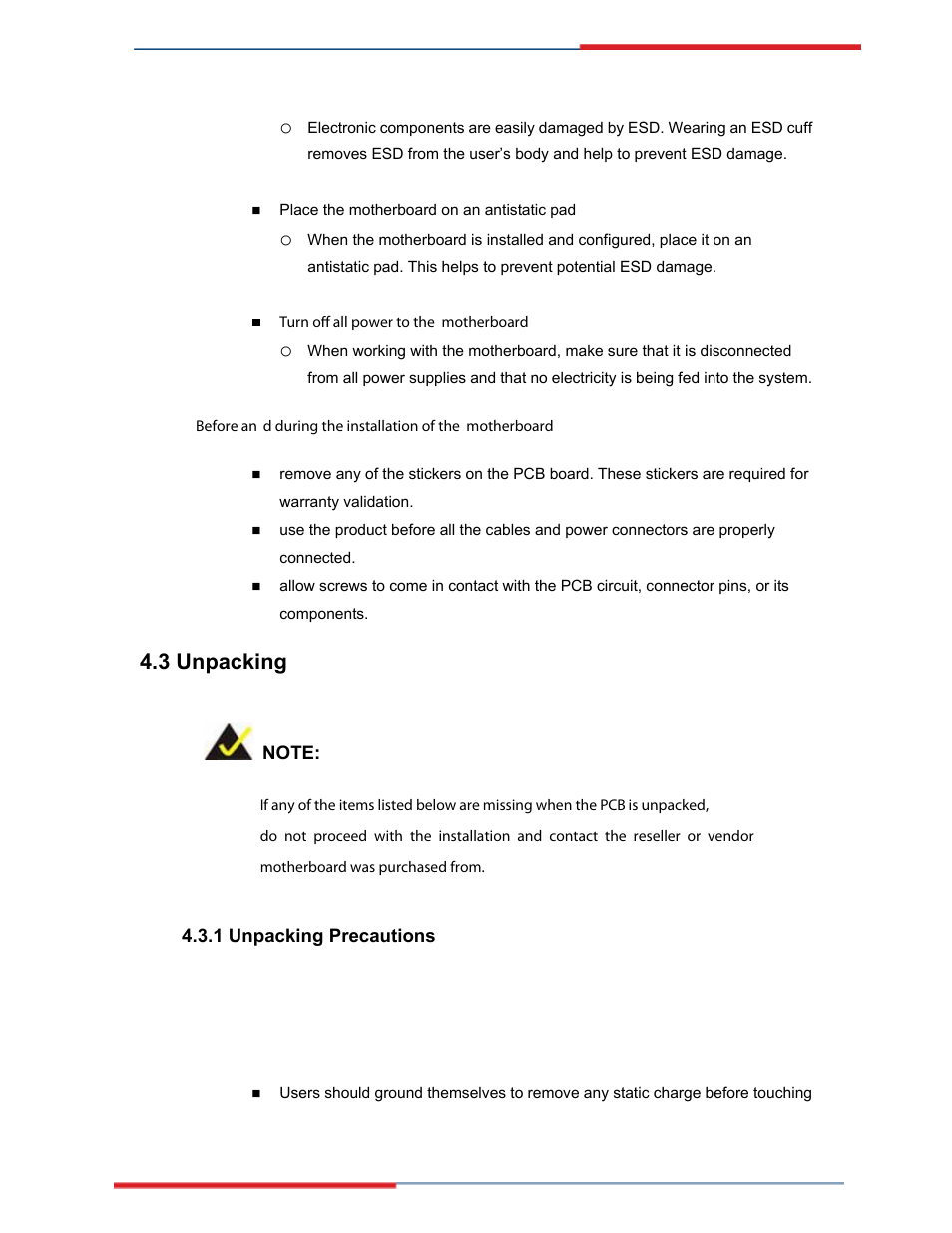 Unpacking, Unpacking precautions, 3 unpacking | Global Upholstery Co. 2801330 User Manual | Page 62 / 76