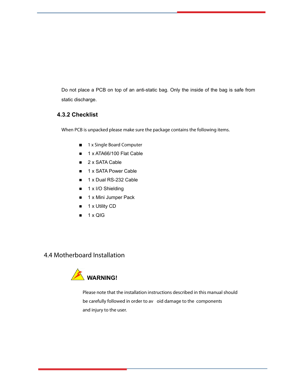 Checklist, Kino-lx motherboard installation, 4 motherboard installation | Global Upholstery Co. 2801330 User Manual | Page 63 / 76