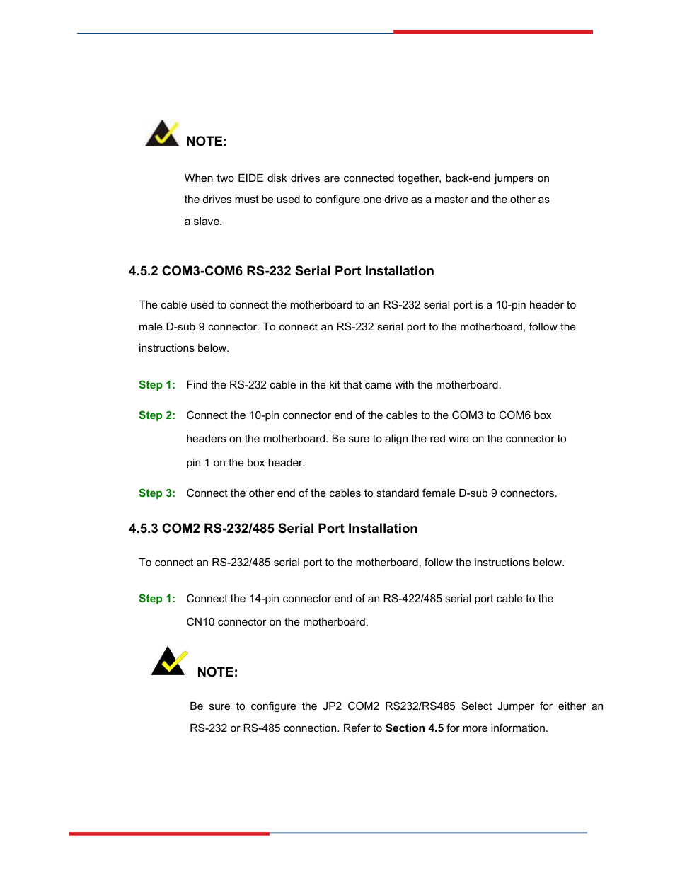 Com3-com6 rs-232 serial port installation, Com2 rs-232/485 serial port installation | Global Upholstery Co. 2801330 User Manual | Page 67 / 76