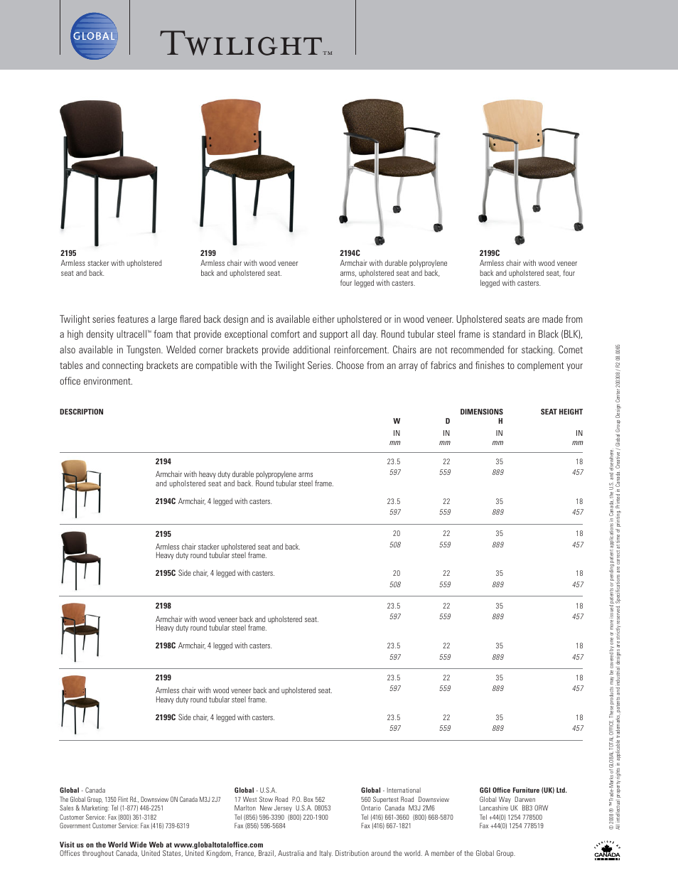 Twilight | Global Upholstery Co. Twilight Stacking Chair User Manual | Page 2 / 2