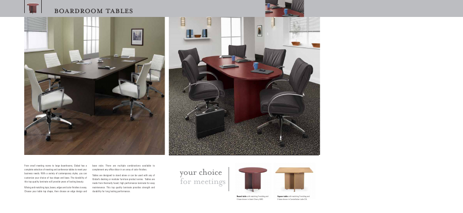 Your choice for meetings, Boardroom tables | Global Upholstery Co. Boardroom Tables User Manual | Page 2 / 4