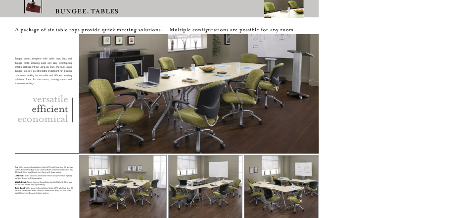 Versatile efficient economical, Bungee, Tables | Global Upholstery Co. Bungee Tables User Manual | Page 2 / 4