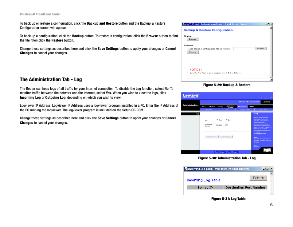 The administration tab - log | Genius Products U.S.A. BEFW11S4 User Manual | Page 32 / 68