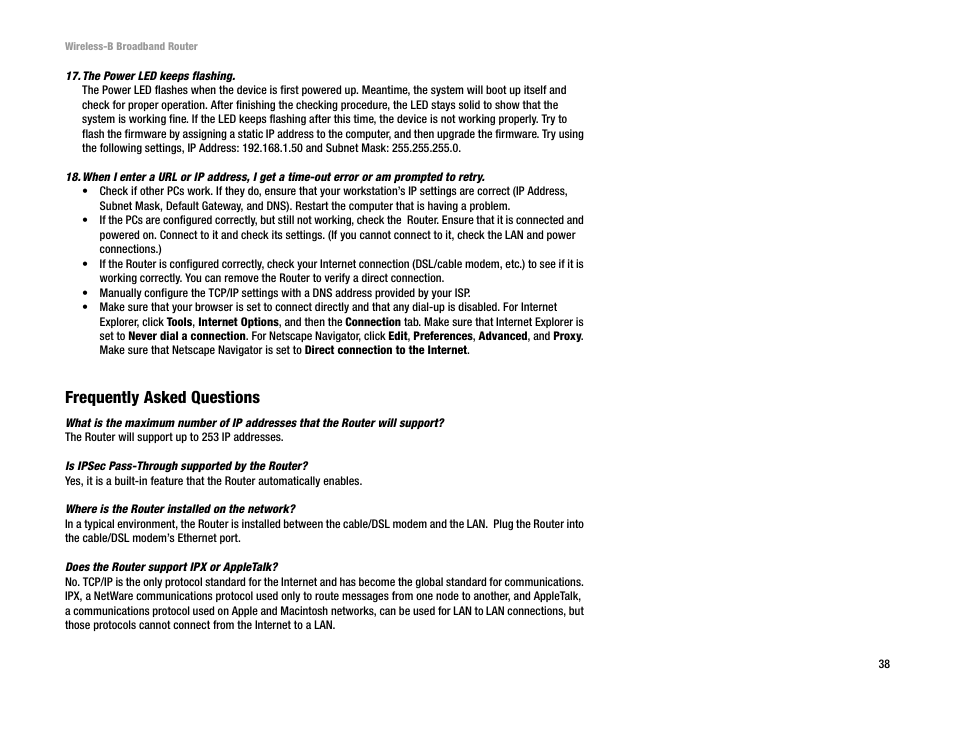 Frequently asked questions | Genius Products U.S.A. BEFW11S4 User Manual | Page 44 / 68