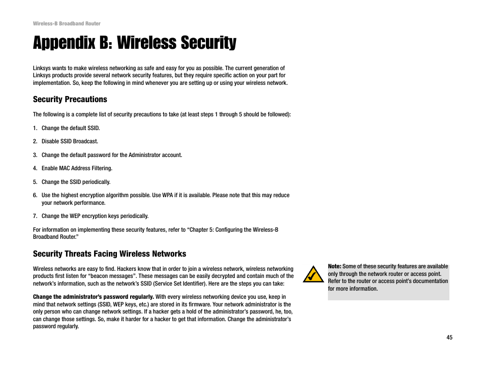 Appendix b: wireless security | Genius Products U.S.A. BEFW11S4 User Manual | Page 51 / 68
