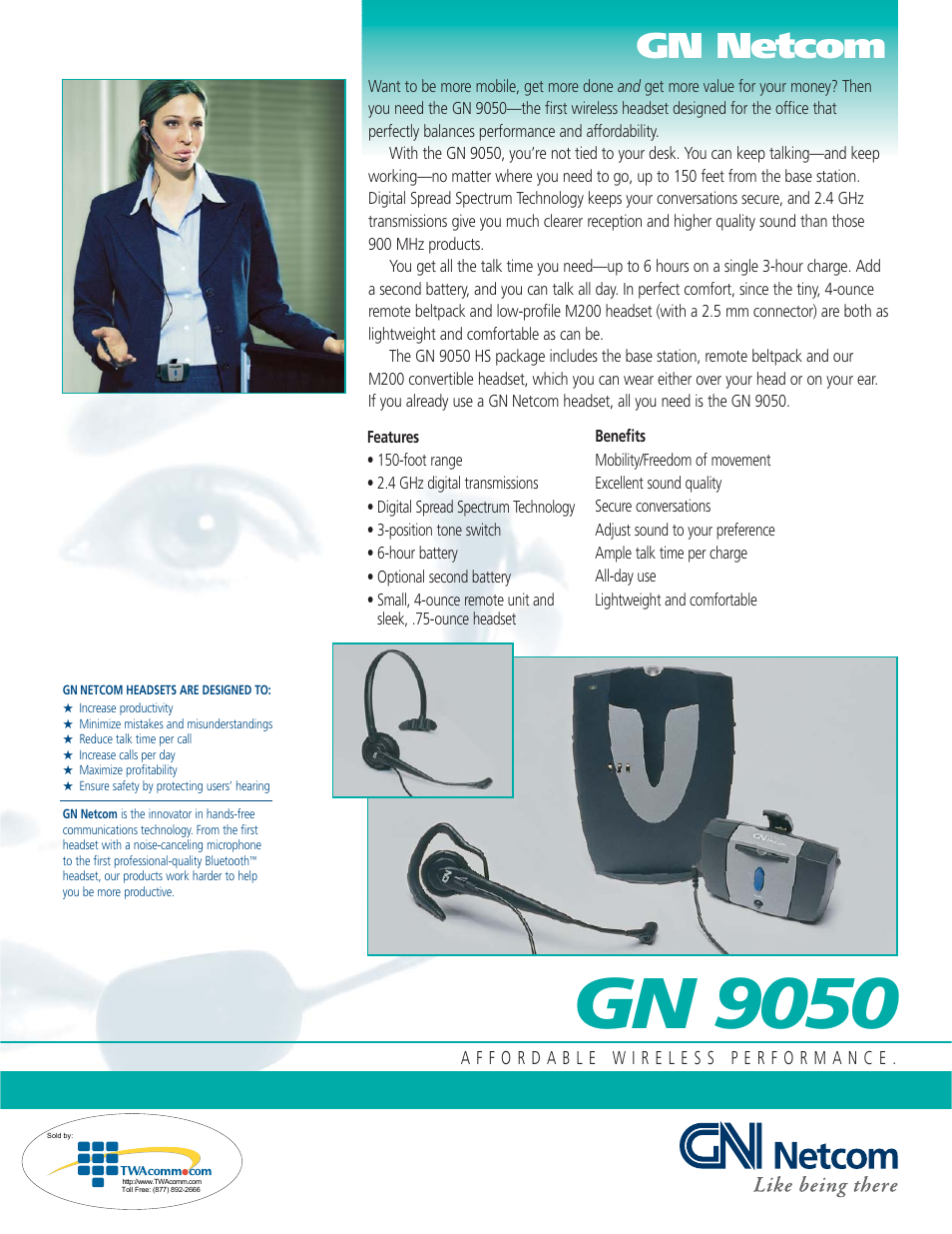 GN Netcom GN 9050 User Manual | 2 pages