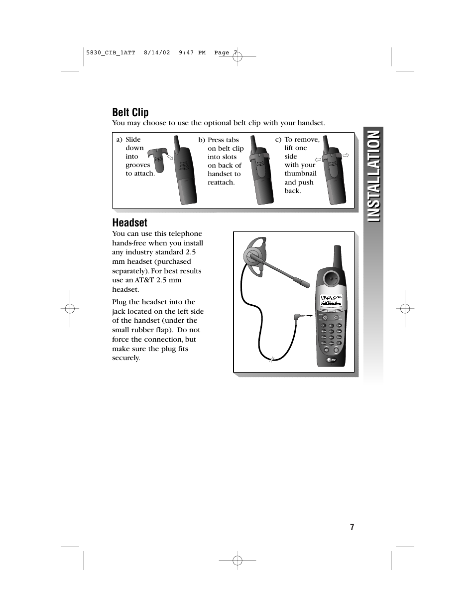 Inst alla tion inst alla tion | GN Netcom 5830 User Manual | Page 10 / 67