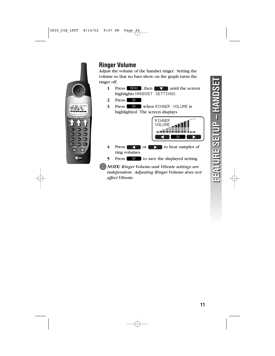 Fea ture setup – handset fea ture setup – handset | GN Netcom 5830 User Manual | Page 14 / 67