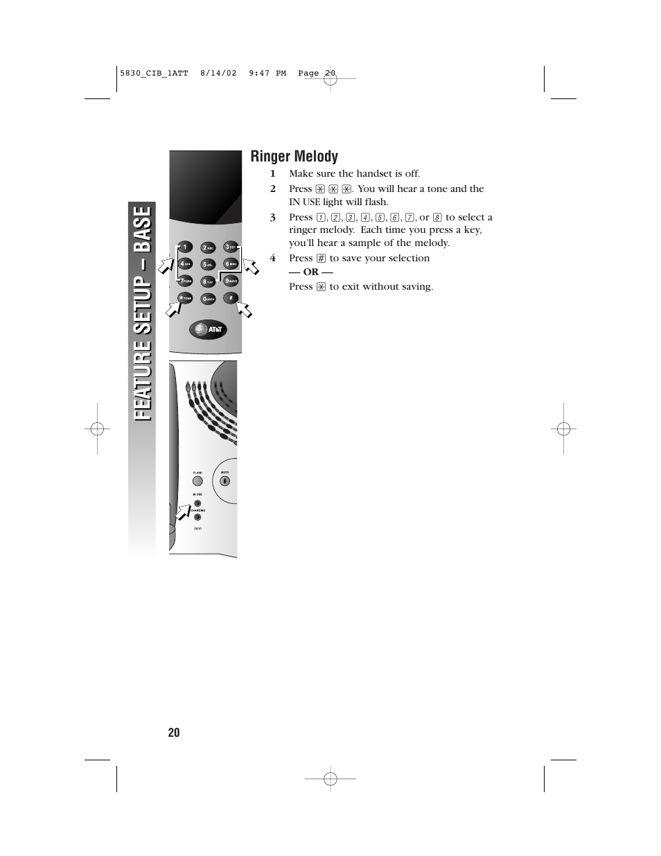 Fea ture setup – base fea ture setup – base | GN Netcom 5830 User Manual | Page 23 / 67