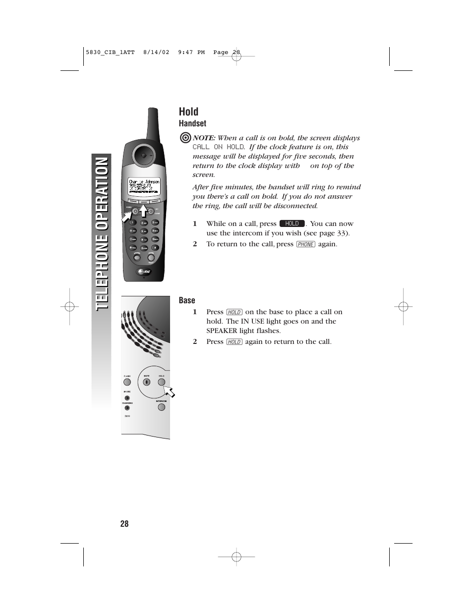 Telephone opera tion telephone opera tion | GN Netcom 5830 User Manual | Page 31 / 67