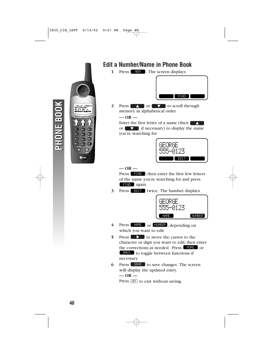 Phone book | GN Netcom 5830 User Manual | Page 43 / 67