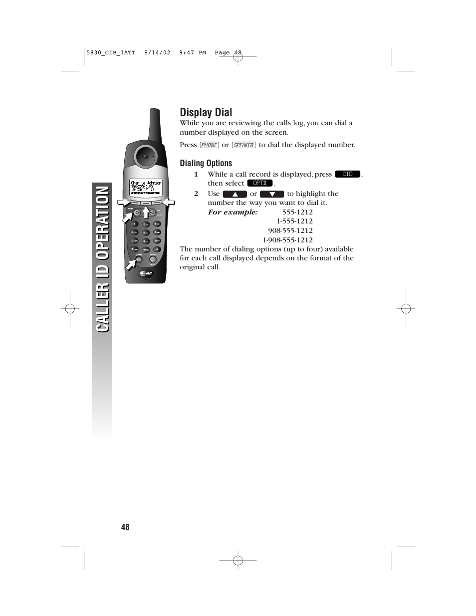 Caller id opera tion caller id opera tion | GN Netcom 5830 User Manual | Page 51 / 67