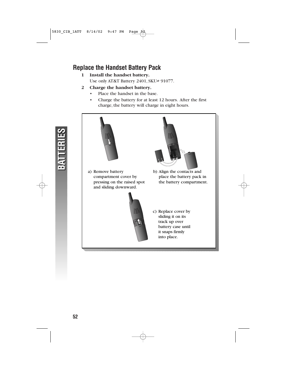 Ba tteries ba tteries | GN Netcom 5830 User Manual | Page 55 / 67