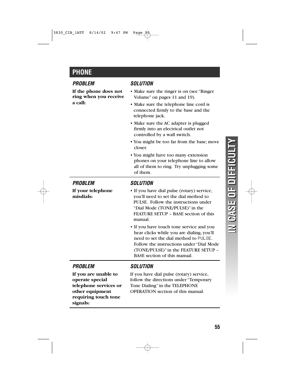 Phone | GN Netcom 5830 User Manual | Page 58 / 67