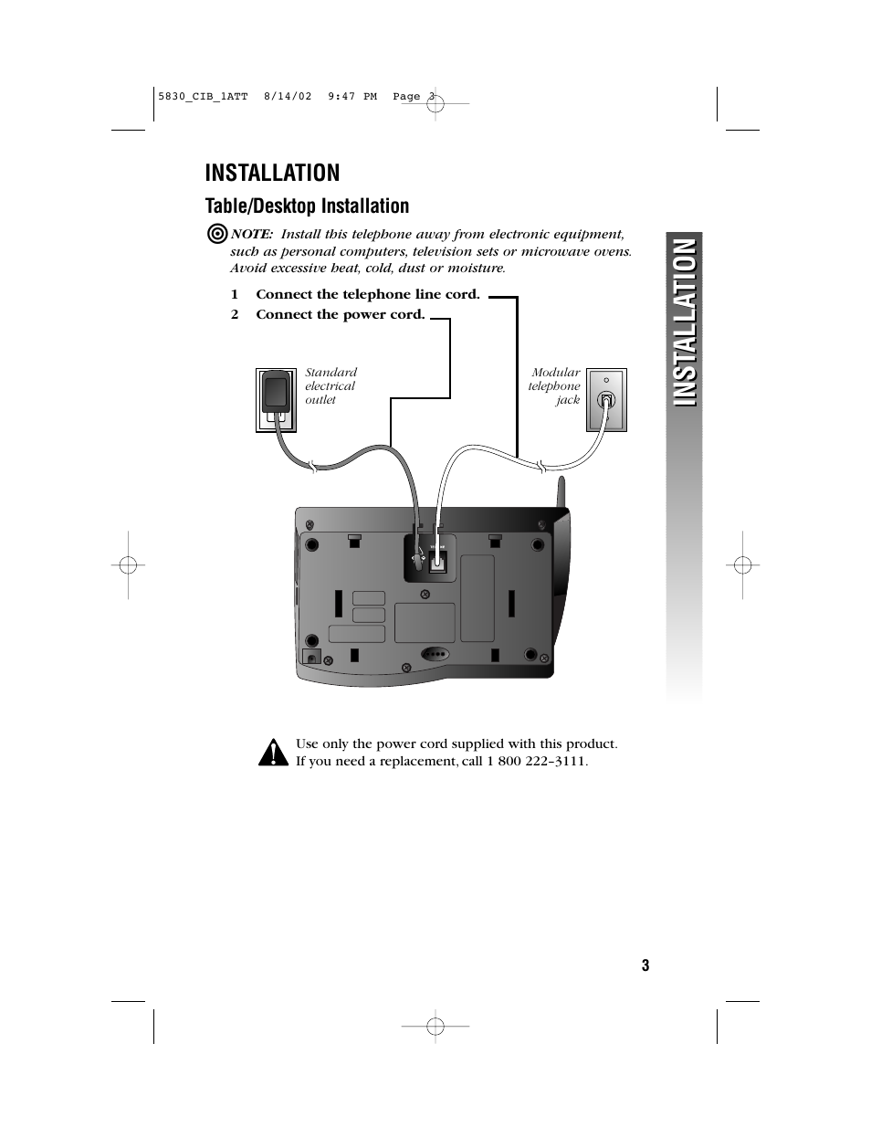 Inst alla tion inst alla tion | GN Netcom 5830 User Manual | Page 6 / 67