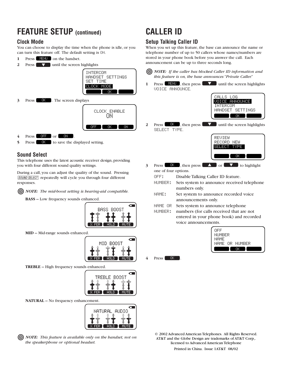 Feature setup, Caller id | GN Netcom 5830 User Manual | Page 66 / 67