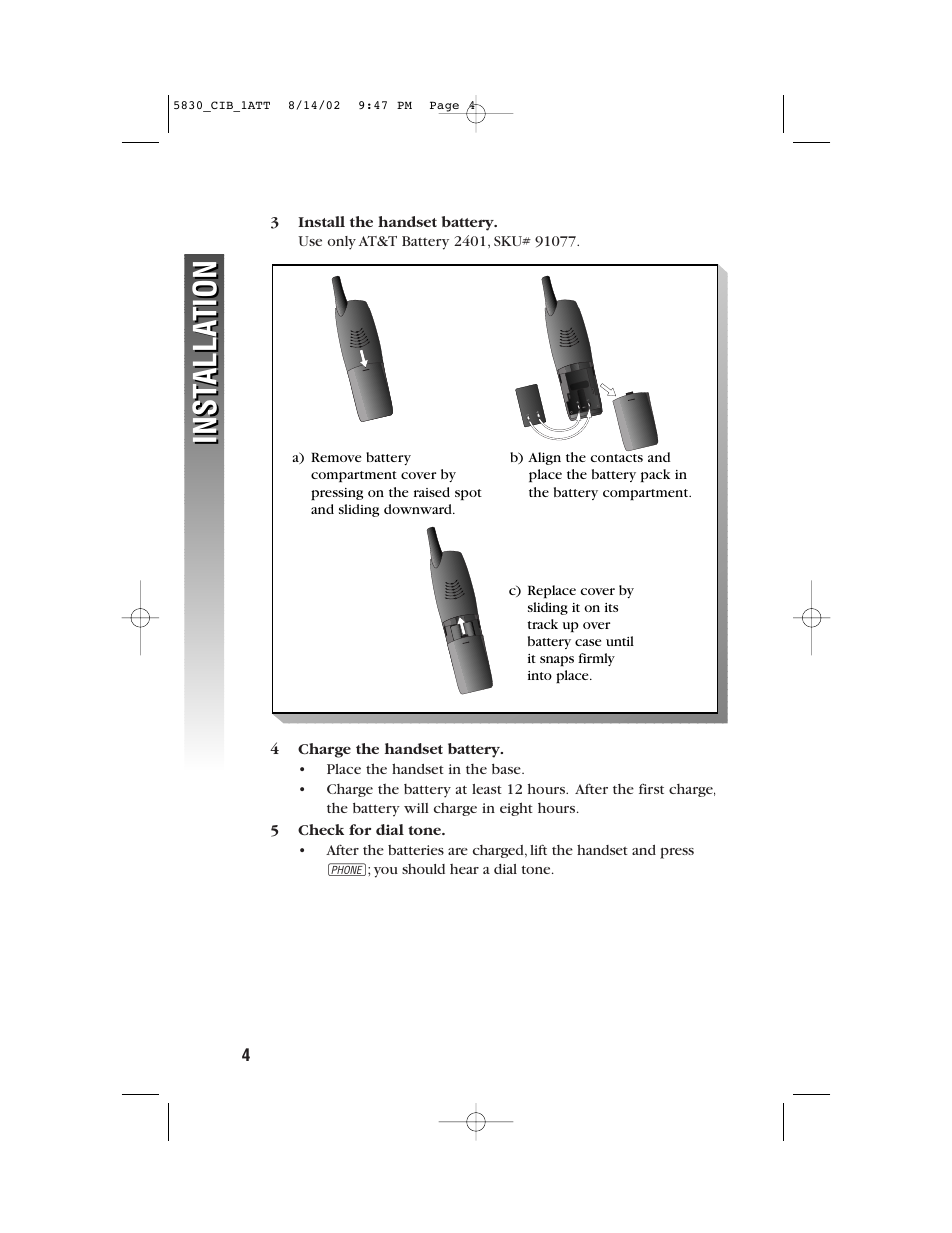 Inst alla tion inst alla tion | GN Netcom 5830 User Manual | Page 7 / 67