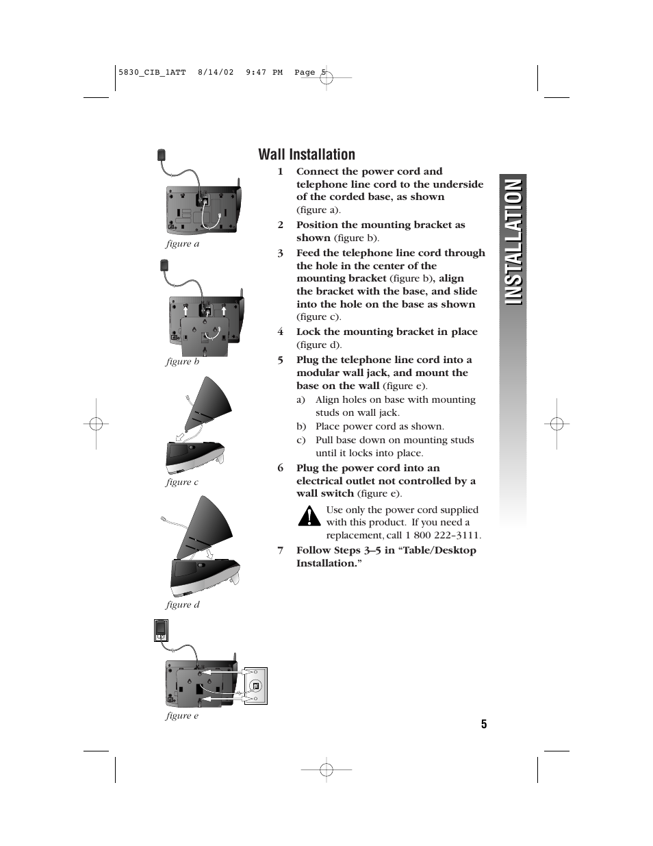 Inst alla tion inst alla tion | GN Netcom 5830 User Manual | Page 8 / 67