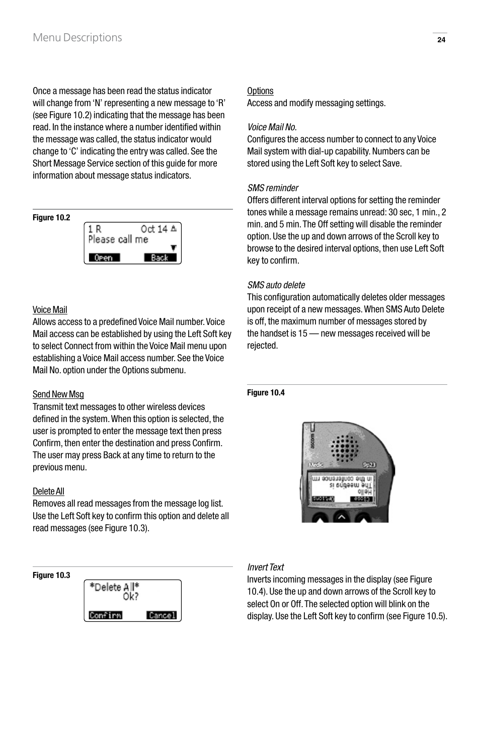 Menu descriptions | GN Netcom 9p23 User Manual | Page 24 / 36