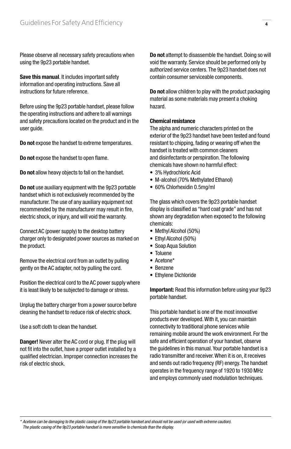 Guidelines for safety and efficiency | GN Netcom 9p23 User Manual | Page 4 / 36